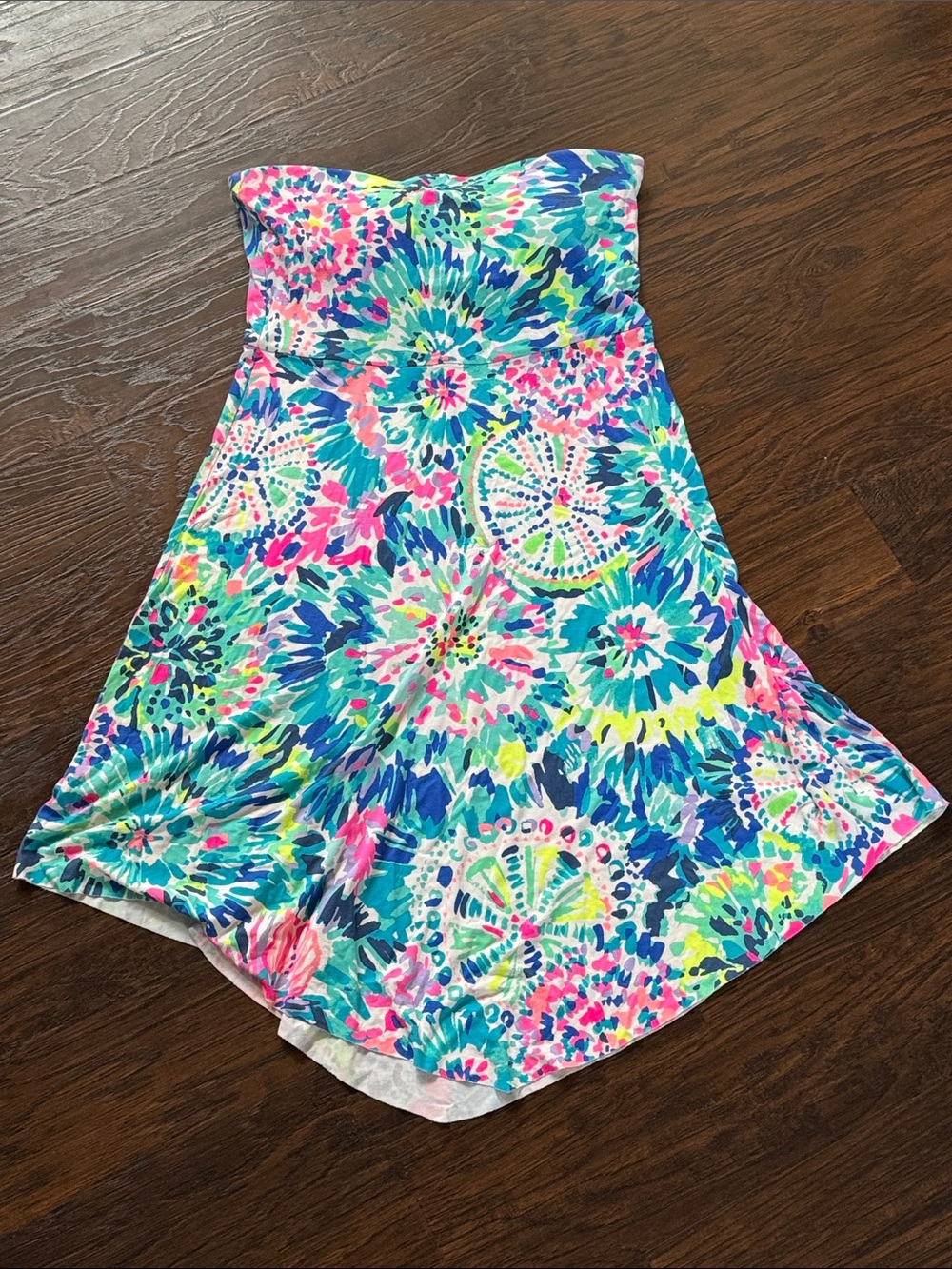 Lilly Pulitzer Strapless Dress in Teal, Pink, Blue, Yellow - Picture 6 of 9